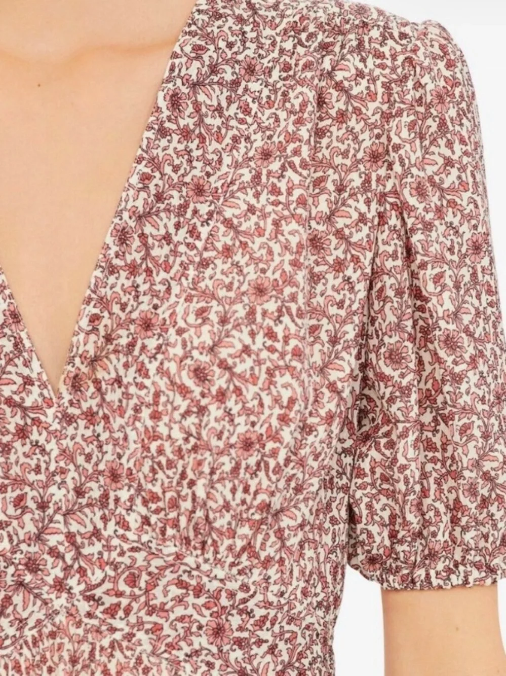 Tory Burch Floral Silk Cotton Midi Dress Pockets Puff Sleeve Lined Size 6